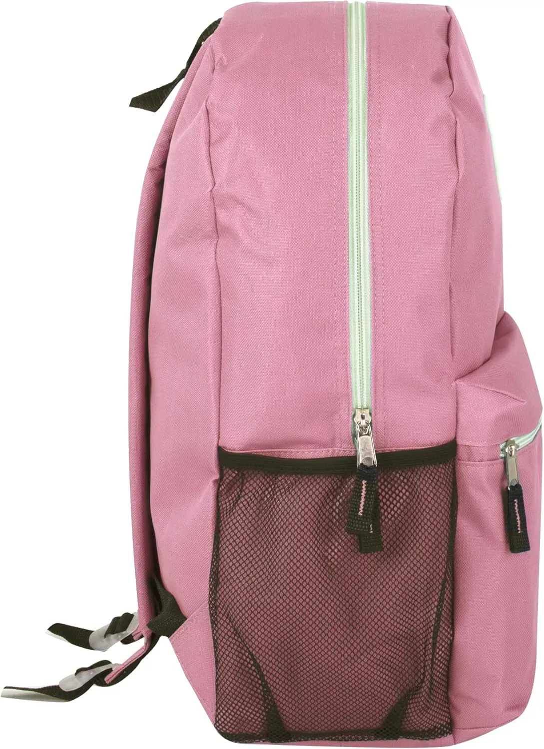 19 Inch School Backpacks with Mesh Side Pockets  Basic Large Solid Color Backpacks for Kids, Men, Women, Travel (Pink/Rose)