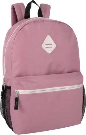 19 Inch School Backpacks with Mesh Side Pockets  Basic Large Solid Color Backpacks for Kids, Men, Women, Travel (Pink/Rose)