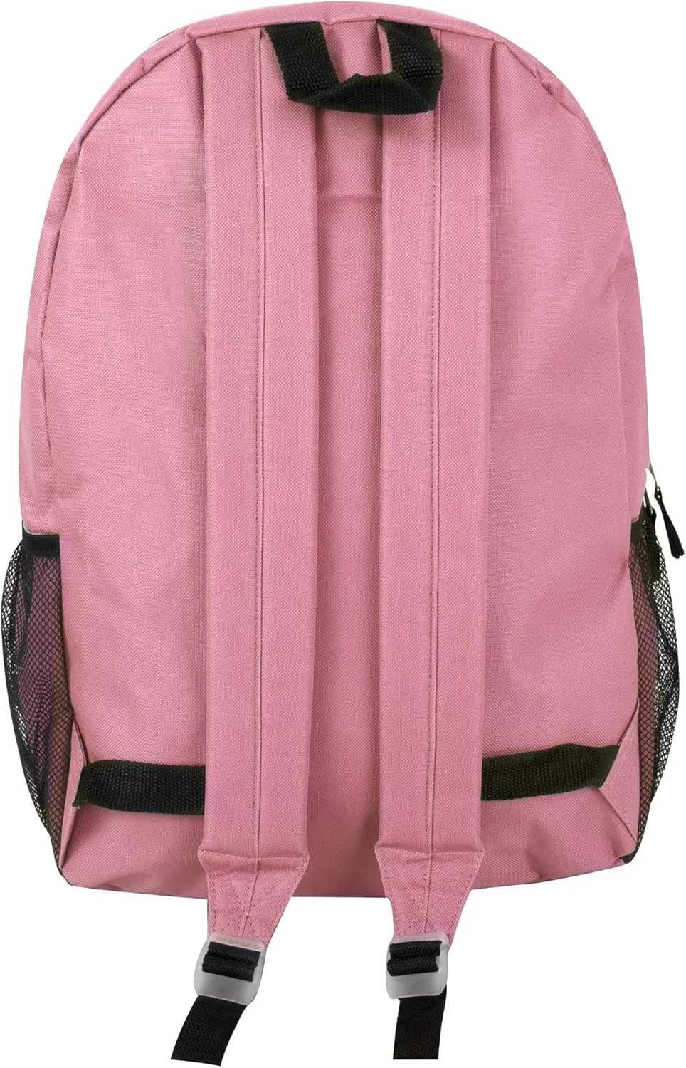 19 Inch School Backpacks with Mesh Side Pockets  Basic Large Solid Color Backpacks for Kids, Men, Women, Travel (Pink/Rose)