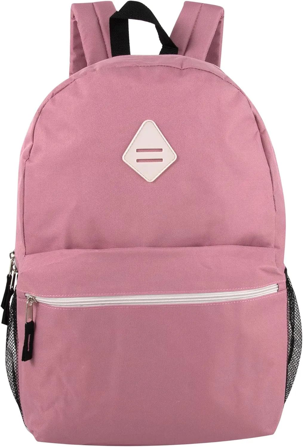 19 Inch School Backpacks with Mesh Side Pockets  Basic Large Solid Color Backpacks for Kids, Men, Women, Travel (Pink/Rose)
