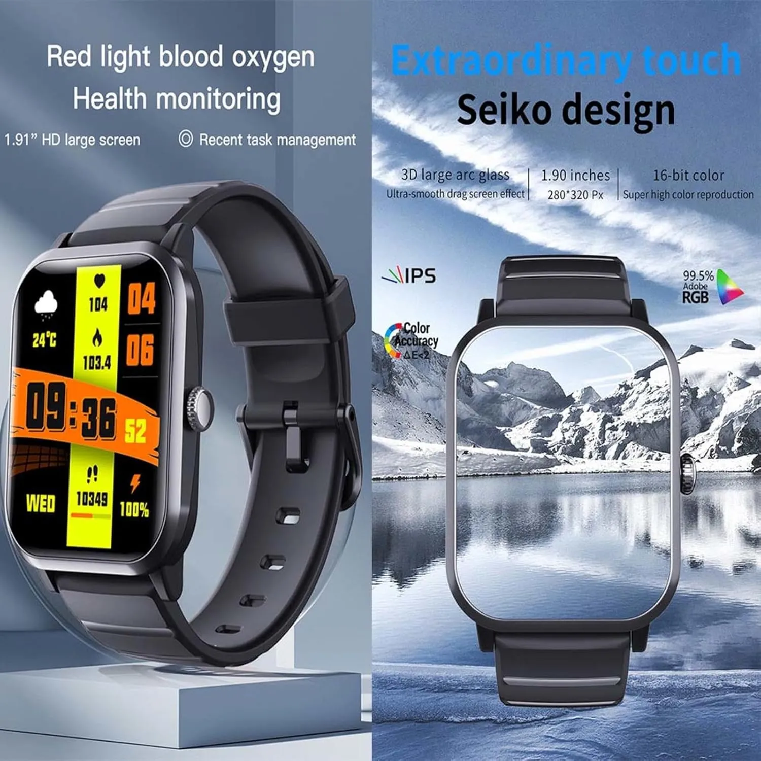 2025 Watches for Men - Heart Rate 1.9" Health Monitor Watch Oxygen Monitor F330709,MilanGold