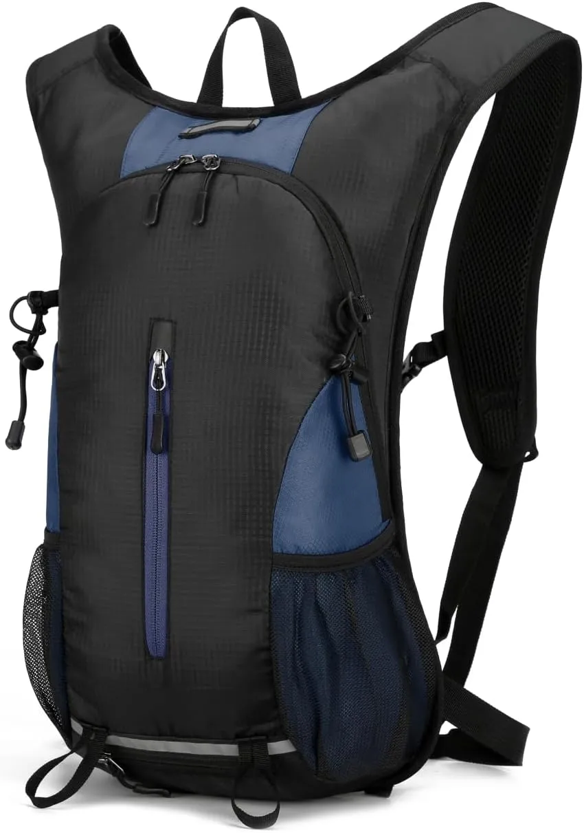 25L Ultralight Lightweight Waterproof Hiking Backpack Foldable Travel Camping Hiking Bag Outdoor Sports Daypack with reflective strips(Black deep blue)