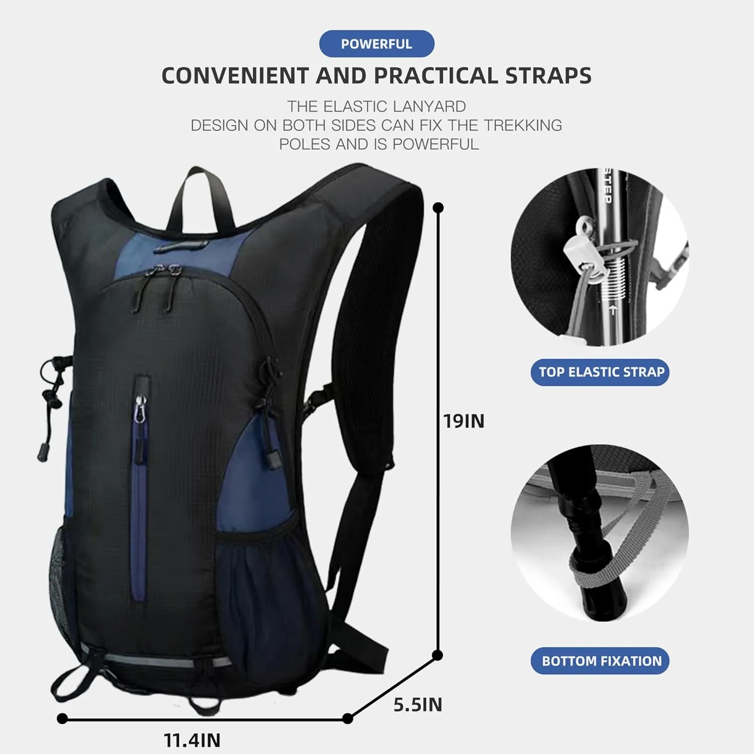 25L Ultralight Lightweight Waterproof Hiking Backpack Foldable Travel Camping Hiking Bag Outdoor Sports Daypack with reflective strips(Black deep blue)