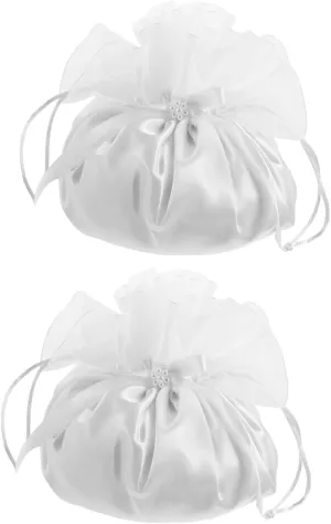 2pcs Bride's Handbags Wedding Clutch Purses With Beautiful Design Stylish Soft Fabric And Spacious Interior For All Your Wedding Day Needs