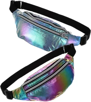 2pcs Fanny Pack Crossbody Bag for Men Women Adjustable Waist Belt Bag Sports Fanny Pack for Outdoor Travel