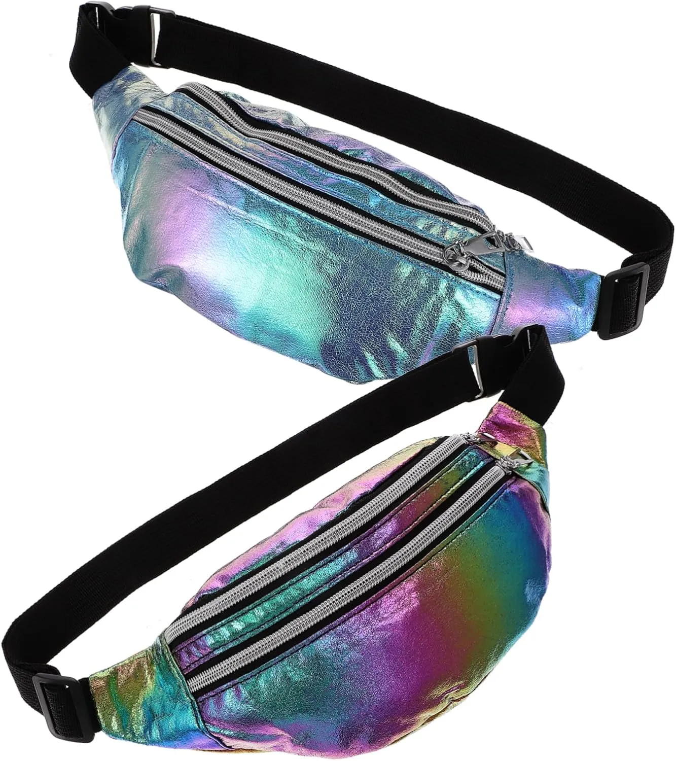2pcs Fanny Pack Crossbody Bag for Men Women Adjustable Waist Belt Bag Sports Fanny Pack for Outdoor Travel