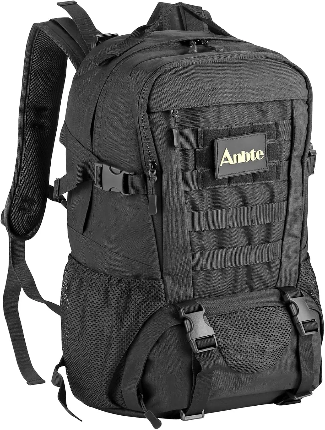 40 L Waterproof Lightweight Tactical Backpack, MOLLE System, Comfortable Design for Camping, Hiking, Cycling & Travel, Durable Outdoor Day Pack for Men & Women (Black)