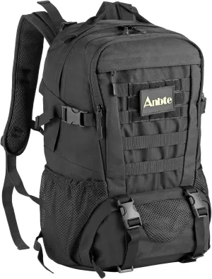 40 L Waterproof Lightweight Tactical Backpack, MOLLE System, Comfortable Design for Camping, Hiking, Cycling & Travel, Durable Outdoor Day Pack for Men & Women (Black)