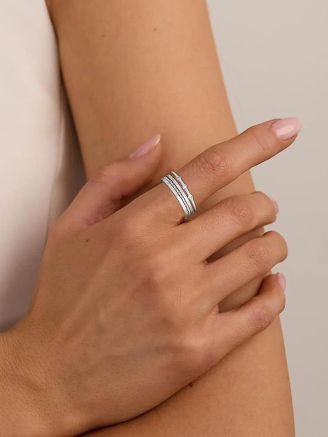 4PC S925 Sterling Silver Rings for Women, 14k Gold Filled Plated Stackable Thin Thumb Ring Non Tarnish Set Cubic Zirconia Dainty Stack Gold Knuckle Rings Set Size 6-10