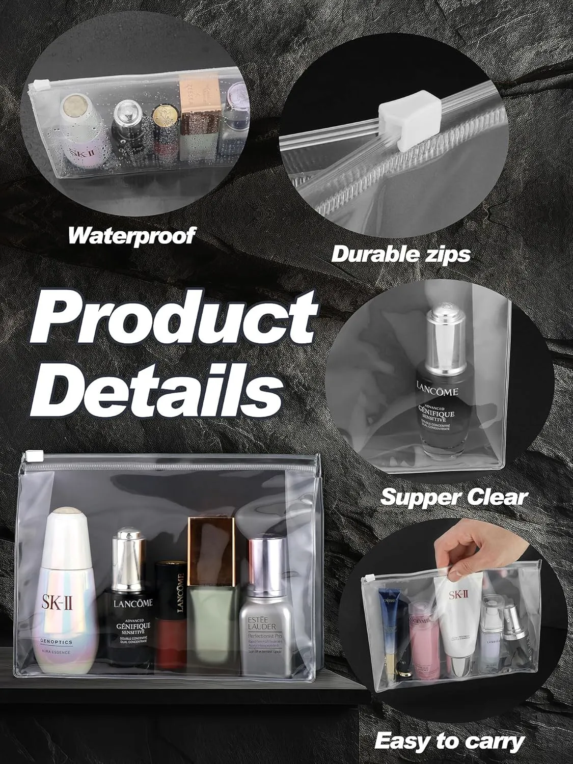 70-Pack Mini Clear Makeup Bag Organizer Pouches - Small PVC Waterproof Cosmetic Bags with Zippers - Plastic Travel Toiletry Bags for Makeup and Accessories