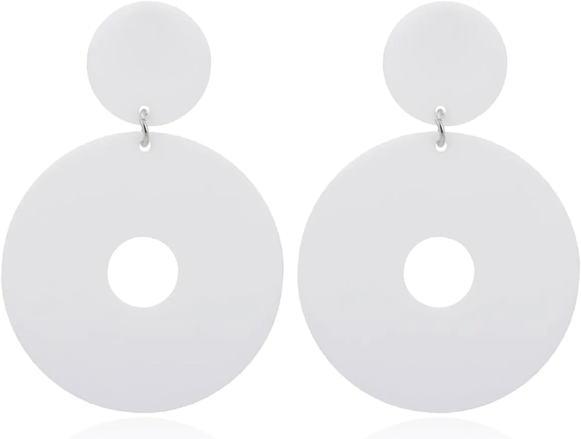 70s Earrings for Women White Acrylic Earrings 70s Outfits for Women Earrings Dangle Simple Retro 70s Jewelry