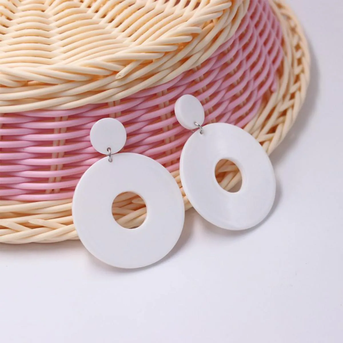 70s Earrings for Women White Acrylic Earrings 70s Outfits for Women Earrings Dangle Simple Retro 70s Jewelry