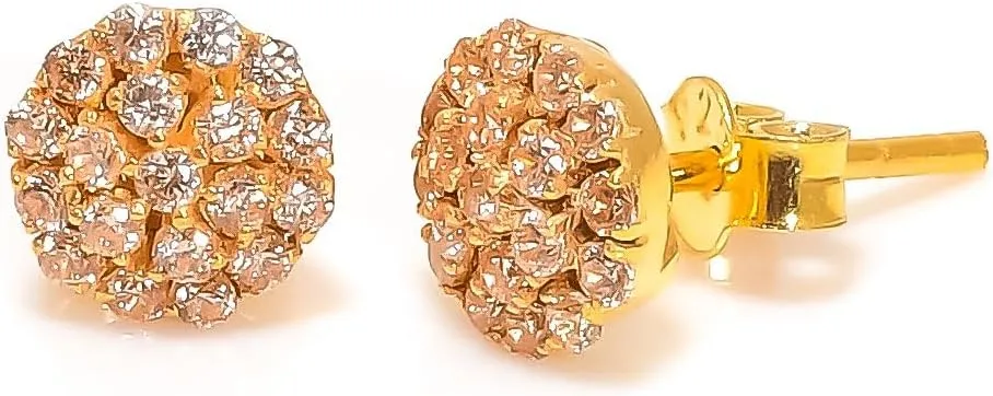925 Sterling Silver Golden Topaz Gemstone Ring Earring Jewelry Set | Stackable Stacking Flower Rings for Woman | Stacked Stud Earrings for Woman