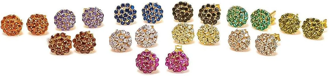 925 Sterling Silver Golden Topaz Gemstone Ring Earring Jewelry Set | Stackable Stacking Flower Rings for Woman | Stacked Stud Earrings for Woman