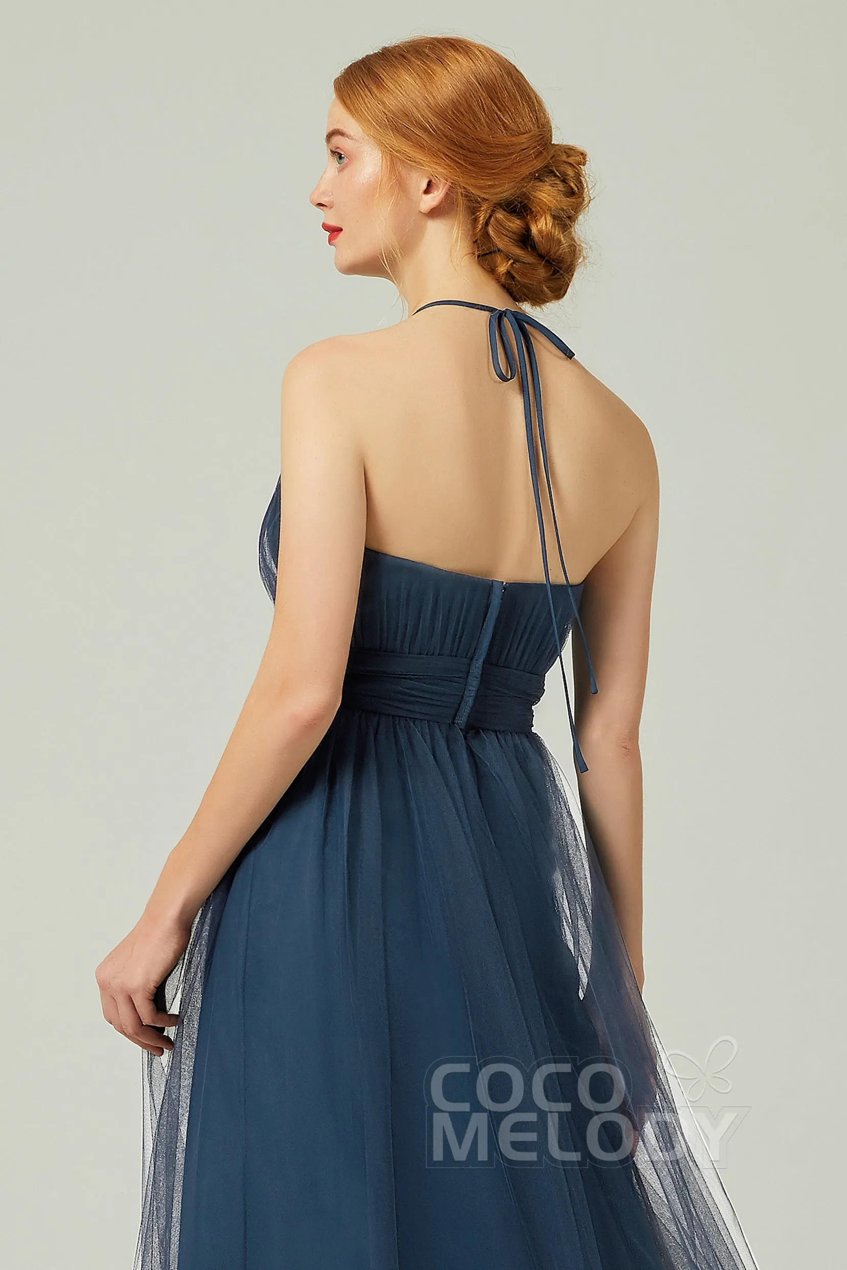 A-Line Floor Length Tulle Bridesmaid Dress CB0334