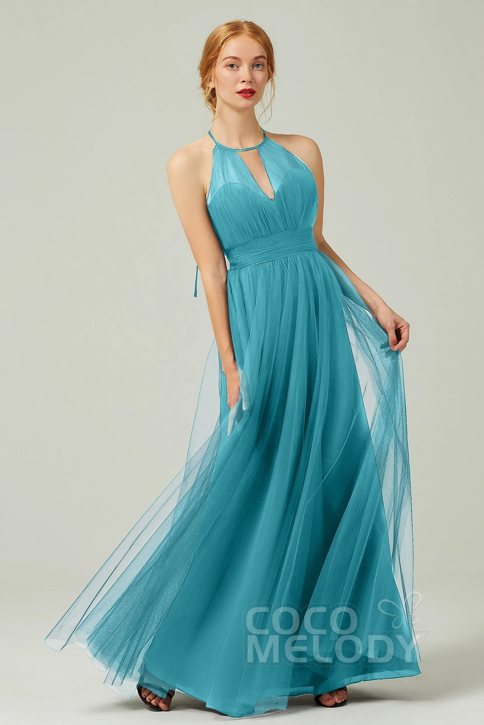 A-Line Floor Length Tulle Bridesmaid Dress CB0334