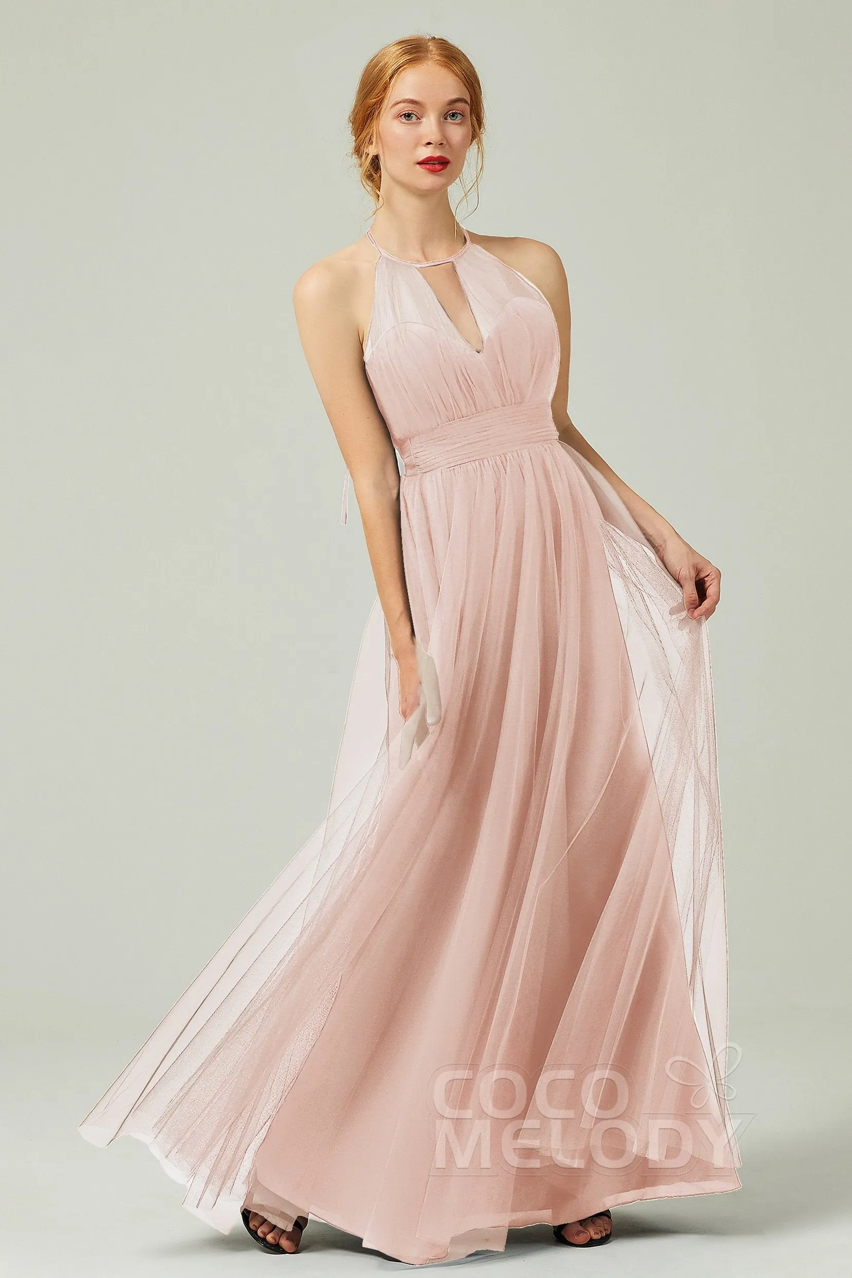 A-Line Floor Length Tulle Bridesmaid Dress CB0334