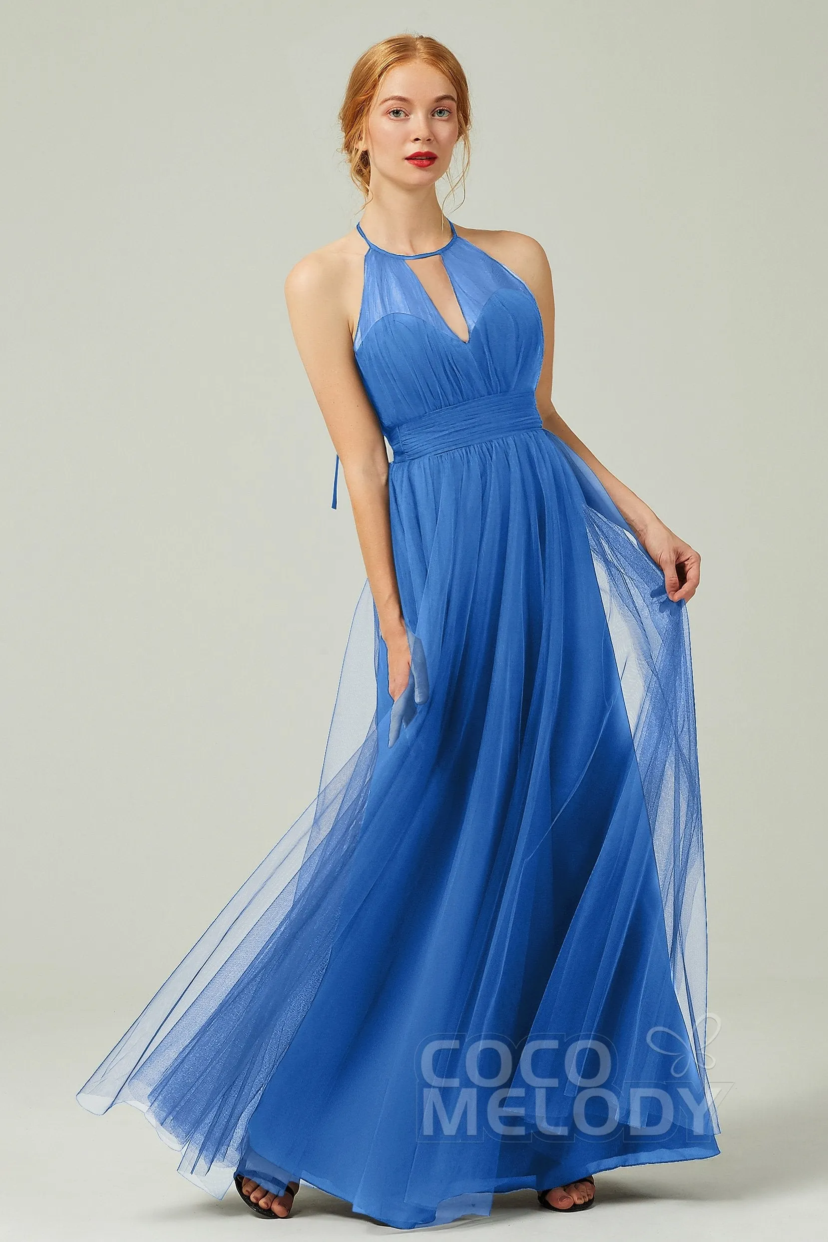 A-Line Floor Length Tulle Bridesmaid Dress CB0334