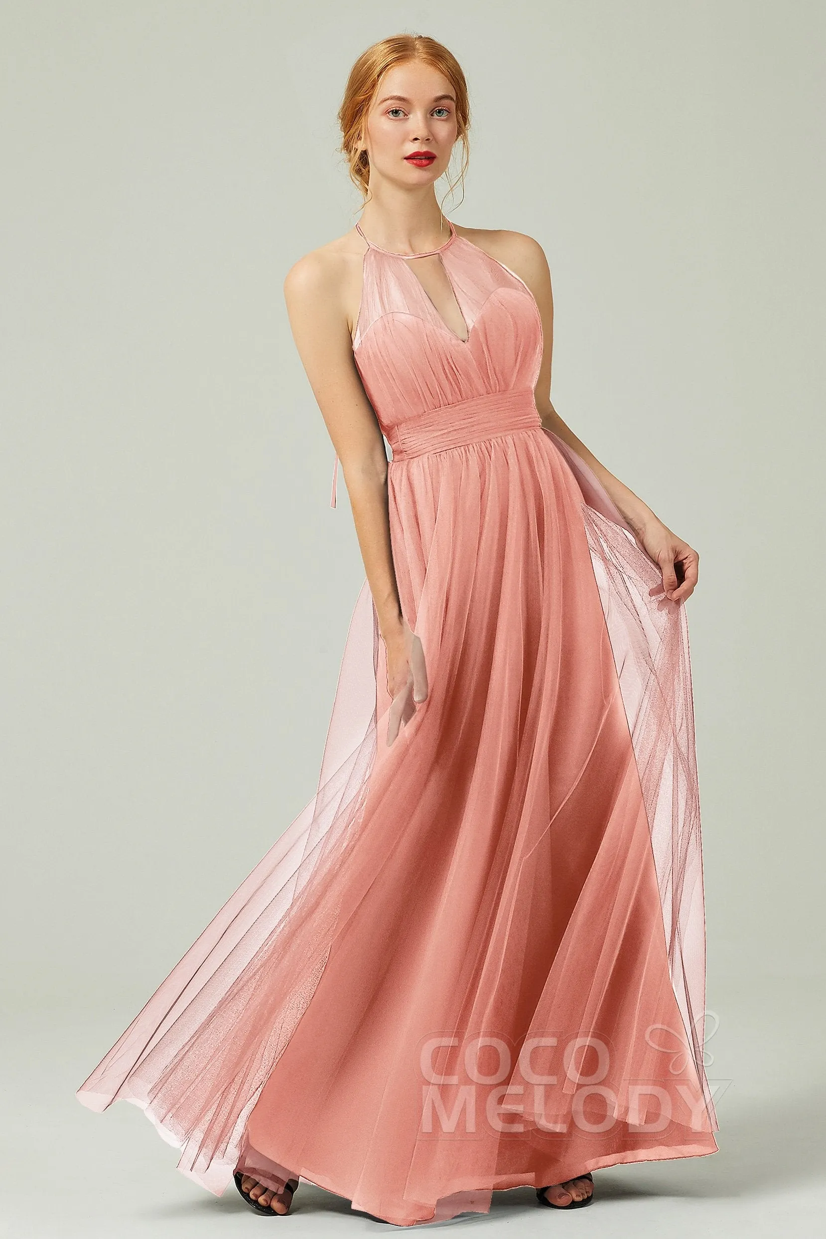 A-Line Floor Length Tulle Bridesmaid Dress CB0334