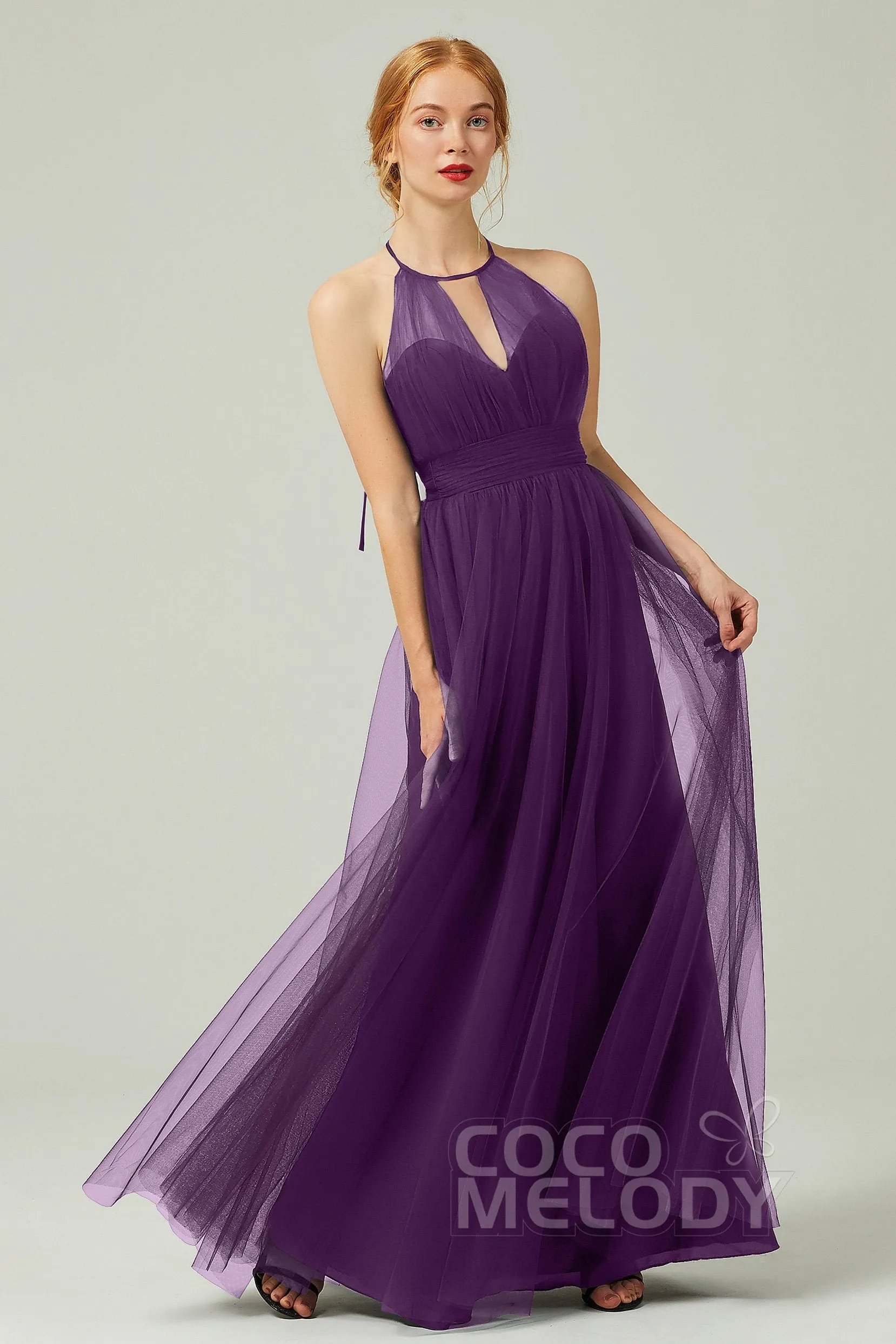 A-Line Floor Length Tulle Bridesmaid Dress CB0334