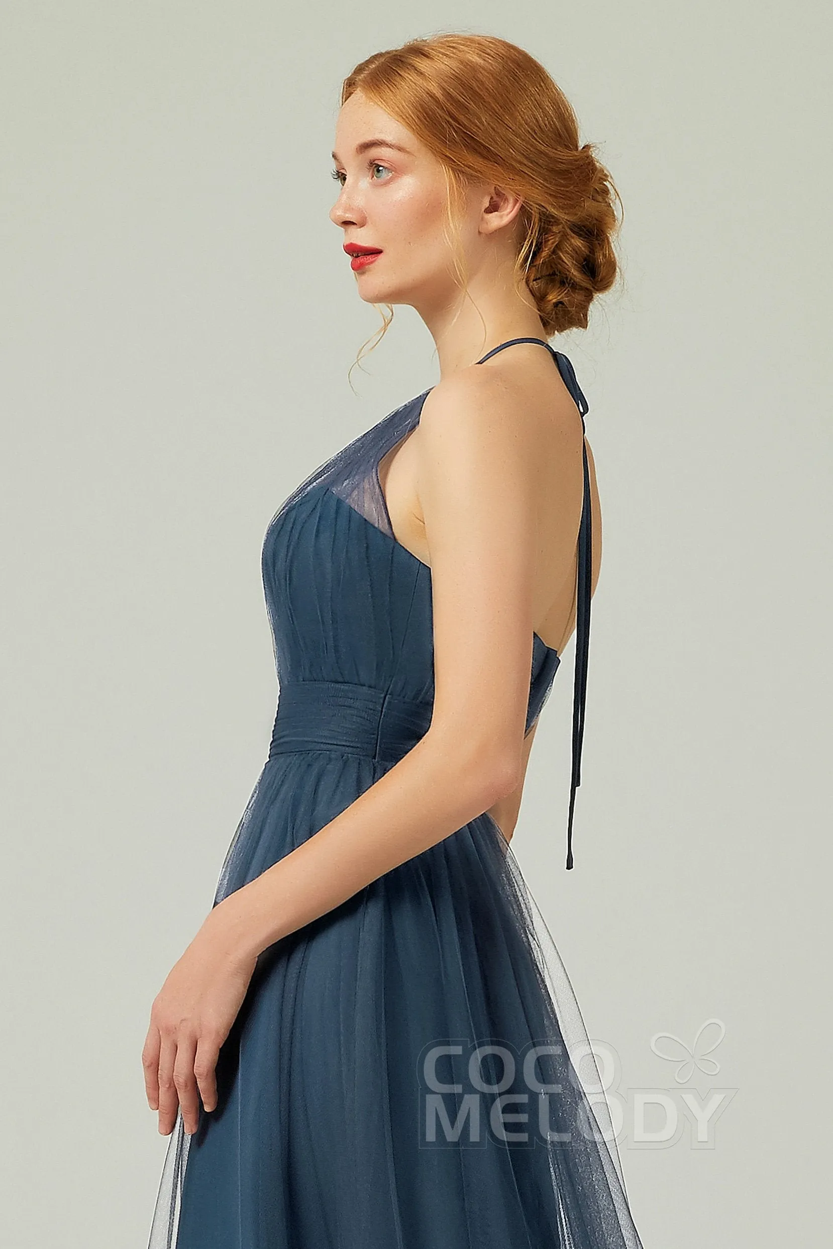 A-Line Floor Length Tulle Bridesmaid Dress CB0334