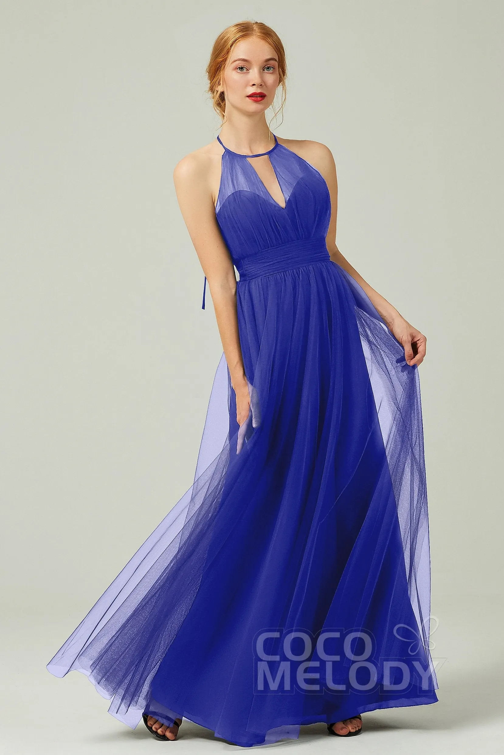 A-Line Floor Length Tulle Bridesmaid Dress CB0334
