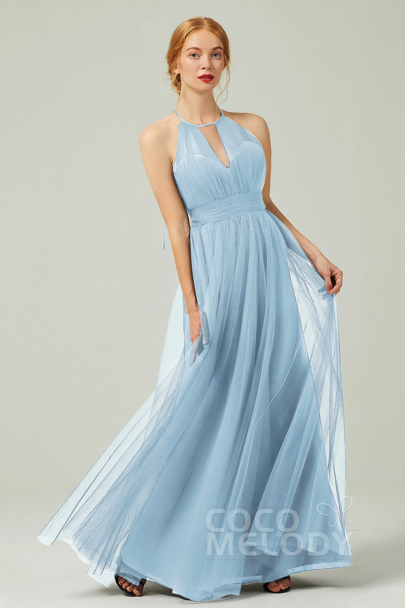 A-Line Floor Length Tulle Bridesmaid Dress CB0334