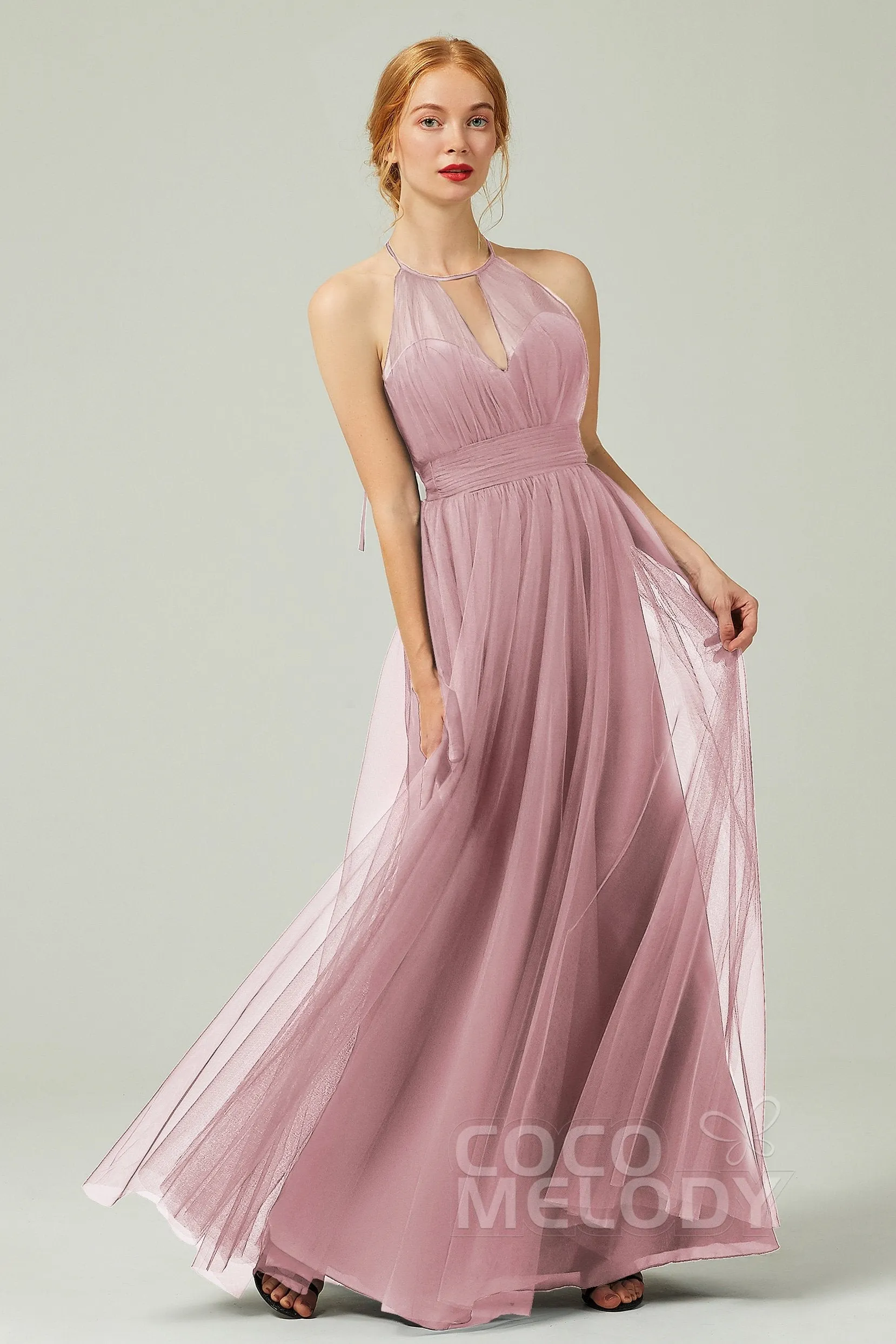 A-Line Floor Length Tulle Bridesmaid Dress CB0334