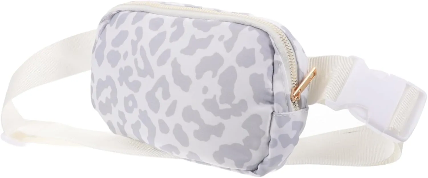 Adjustable Fanny Pack for Men and Women Lightweight Sports Waist Bag for Running Hiking and Travel Stylish Leopard Print Design