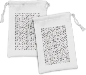 Ambesonne Bowling Fabric Pouch Set of 2, Realistic Graphic Game Scattered on Plain Backdrop Competition and Fun, Small Drawstring Bag for Toiletries Masks and Favors, 9" x 6", Grey White Red