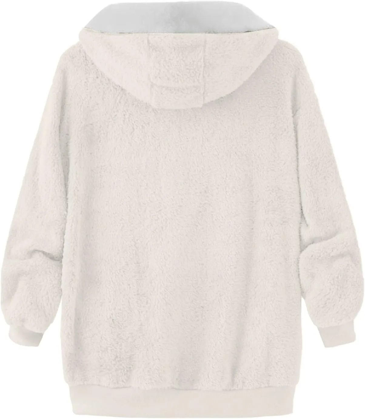 Anjikang Women's Winter Fuzzy Fleece Hooded Jacket Color Block Patchwork Cardigan Coats Fluffy Sherpa Outerwear with Pockets