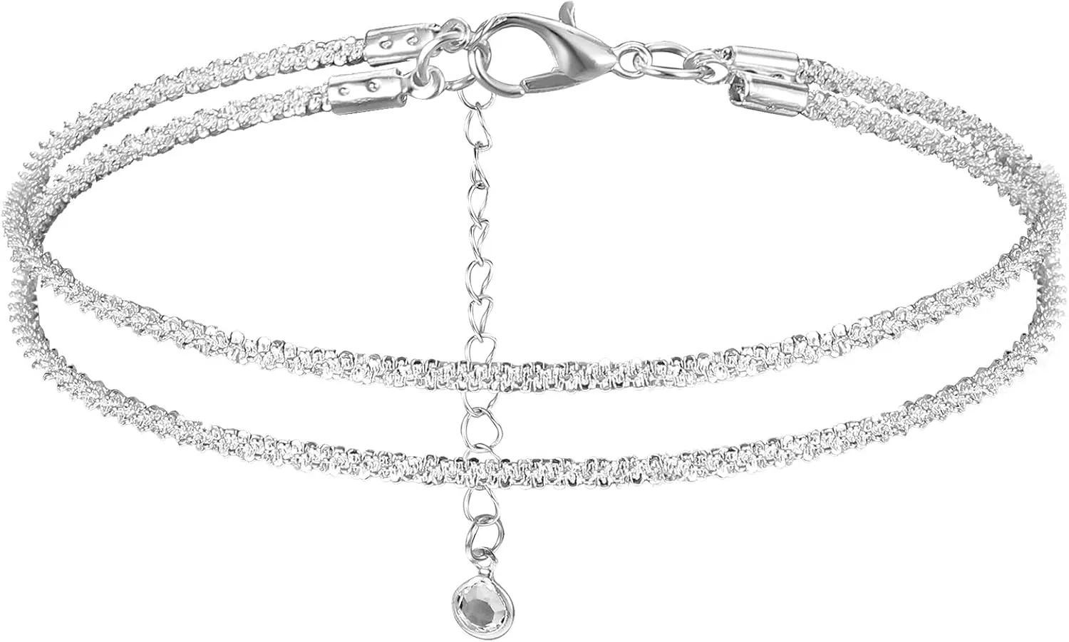 Anklets for Women Silver, Plated Waterproof Anklets Set with Stackable Layered Beach Jewelry Gift