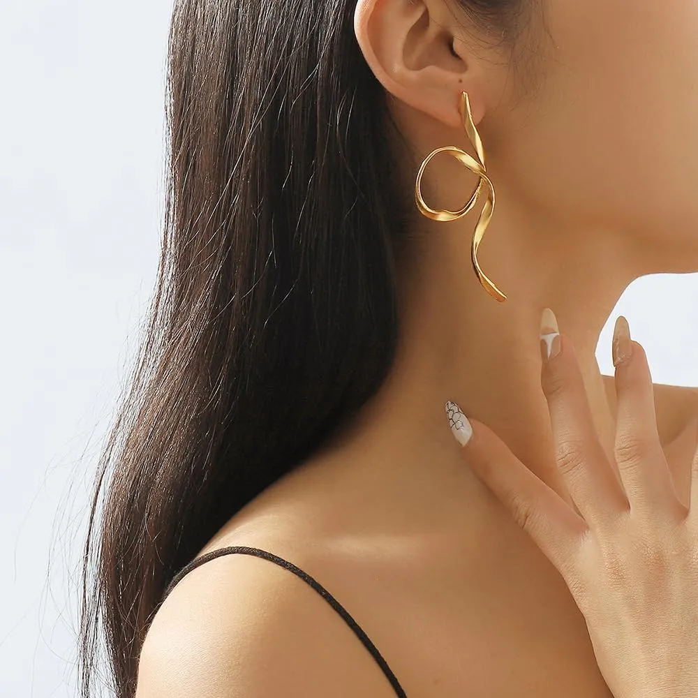 Anomaly Geometric Stud Earrings Linear Drop Dangle Earring Alloy Long Circle Bar Earrings Geometric Jewelry for Women