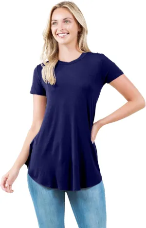 Azules Short Sleeve Tunic Tops for Women - Scoop Neck Tops Ladies Flowy Dressy Shirts Outfits for Leggings