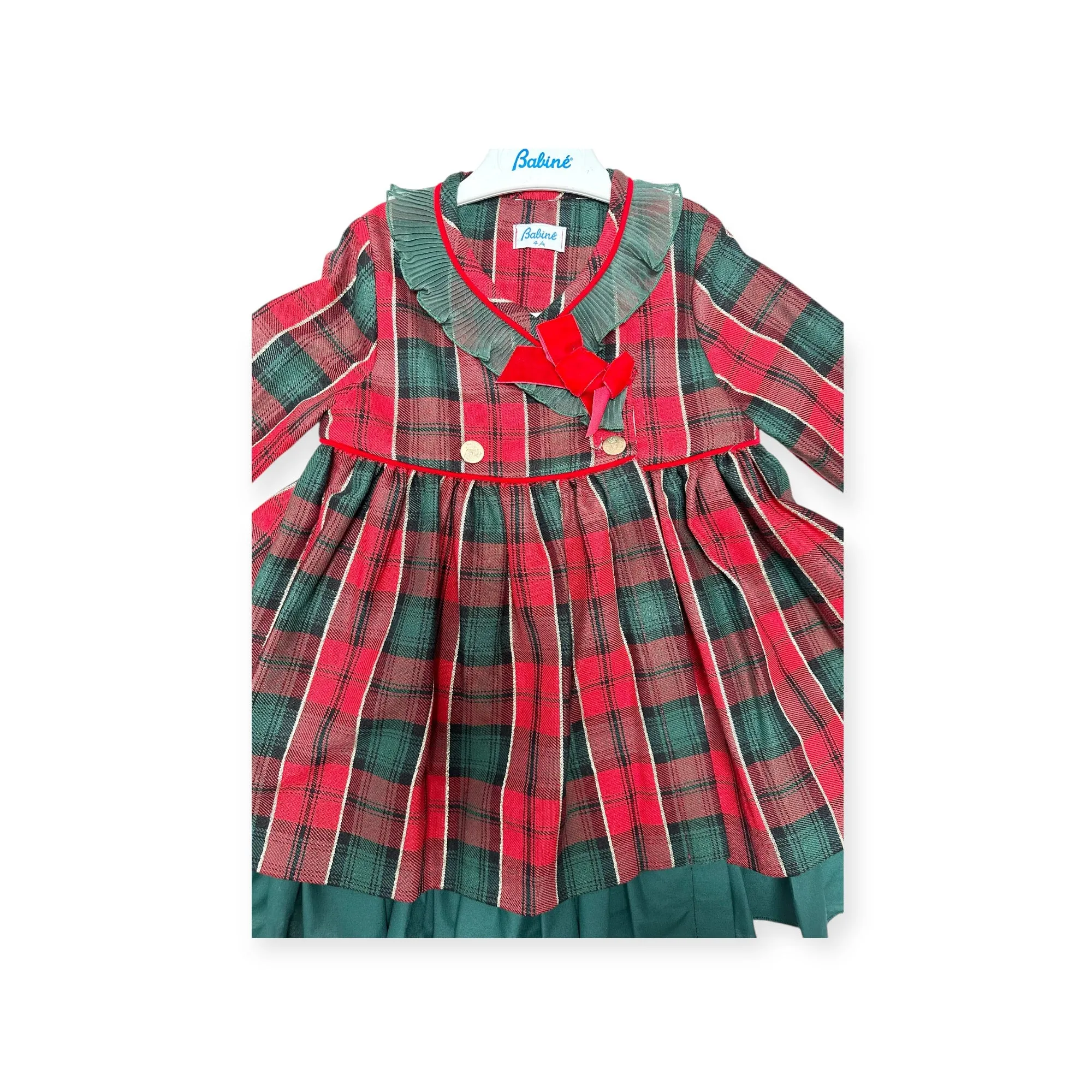 Babine AW24 - Girls Christmas Collection Red, Green & Gold Dress