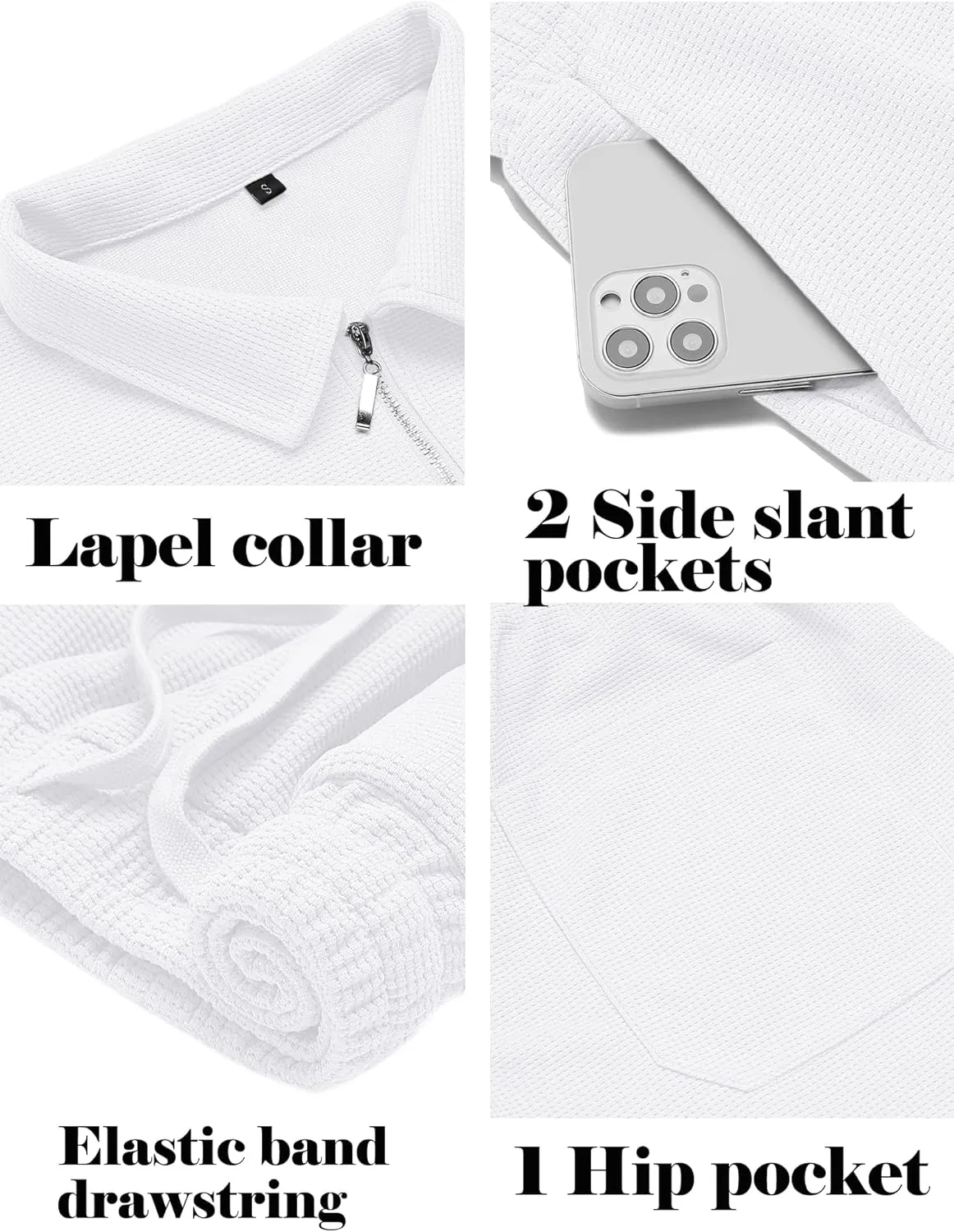 Babioboa Men's Short Sleeve Polo Shirt & Shorts set Summer Two Piece Outfits 3 Pockets zip Tracksuit Casual Athletic Sports