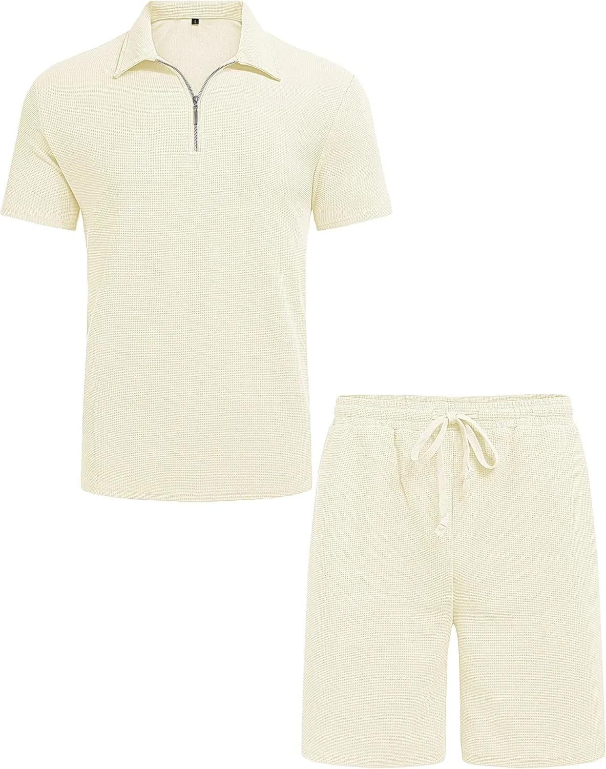 Babioboa Men's Short Sleeve Polo Shirt & Shorts set Summer Two Piece Outfits 3 Pockets zip Tracksuit Casual Athletic Sports