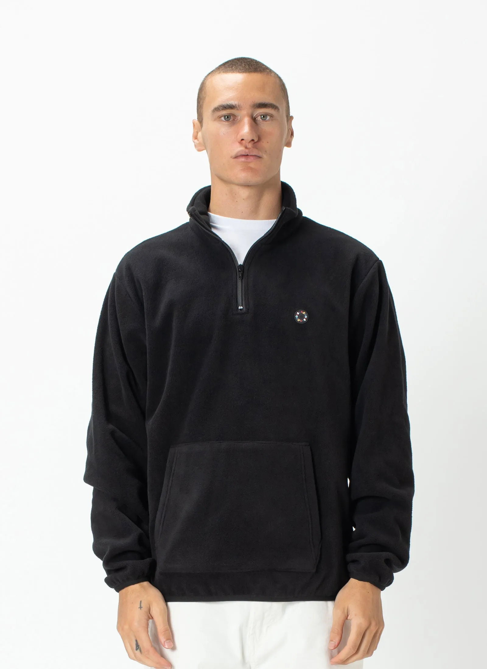 Badge Pullover Polar Fleece Black