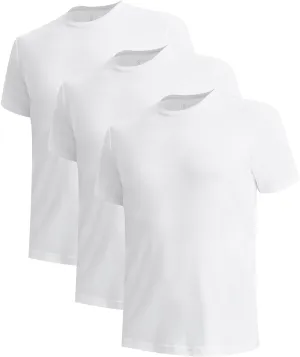 BAMBOO COOL Mens Undershirts Slim Fit V-Neck/Crewneck, Moisture-Wicking T-Shirts Soft Stretch White Tees for Men, 3 Pack
