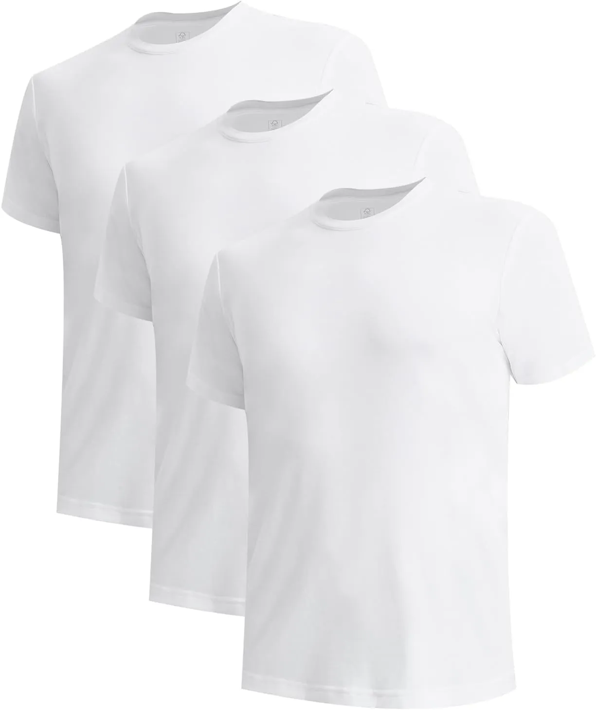 BAMBOO COOL Mens Undershirts Slim Fit V-Neck/Crewneck, Moisture-Wicking T-Shirts Soft Stretch White Tees for Men, 3 Pack