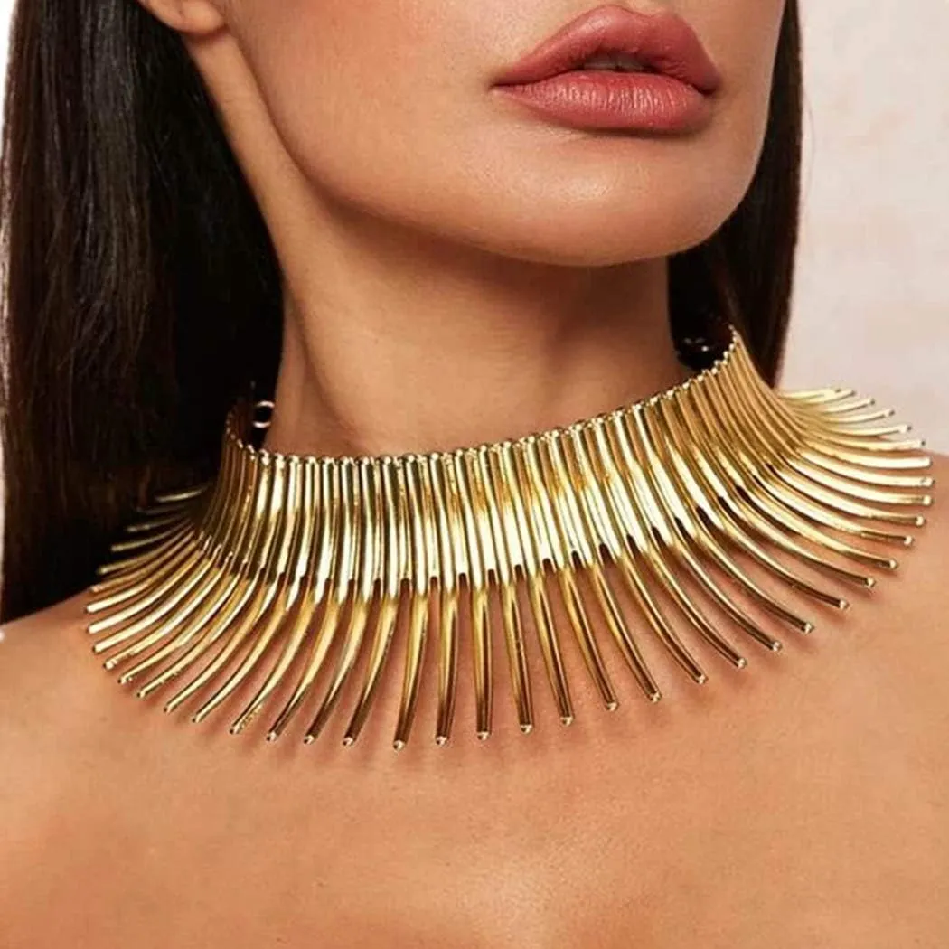 Barode African Collar Choker Necklace Gold Statement Chokers Bib Chunky Necklaces Jewelry for Women