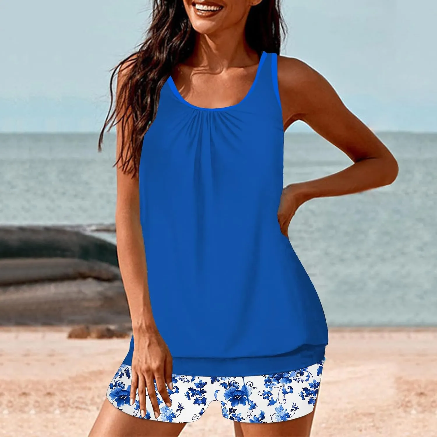 Bath Suit Sets for Women Tankini Sets Tops Vest Shorts Two Piece Swimwear Sleeveless Hawaii Womens Swimsuit 2025