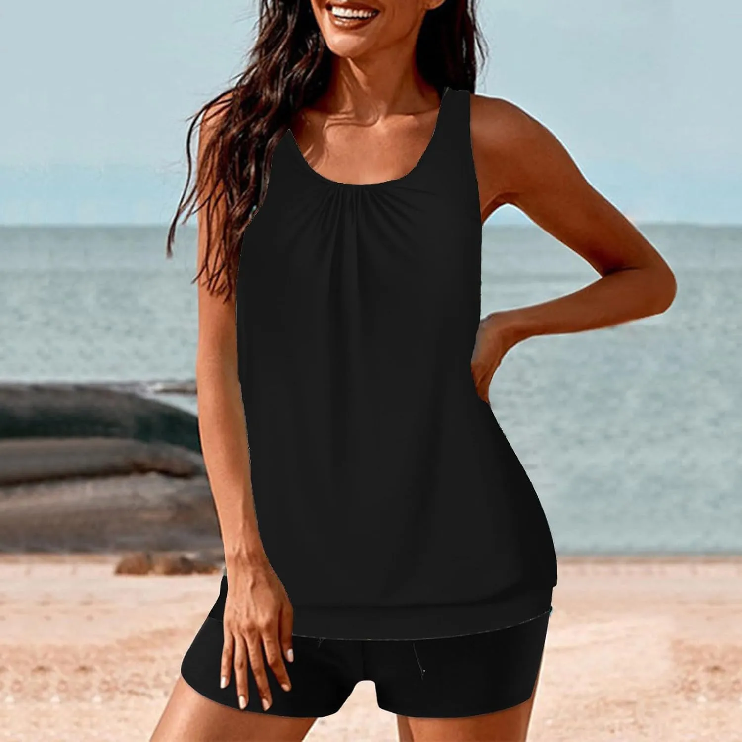 Bath Suit Sets for Women Tankini Sets Tops Vest Shorts Two Piece Swimwear Sleeveless Hawaii Womens Swimsuit 2025