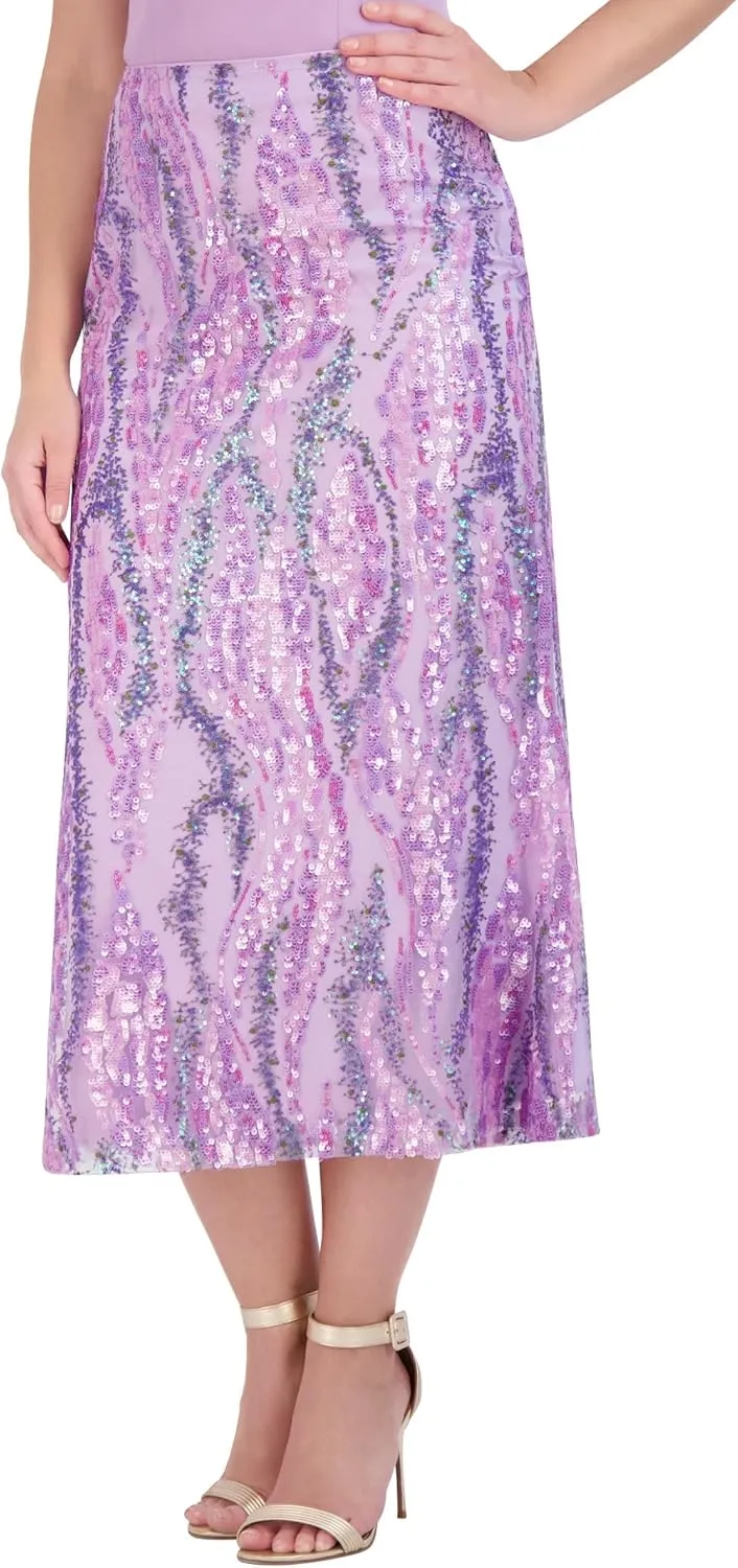 BCBGMAXAZRIA Women's Fit and Flare Sequin Maxi Skirt