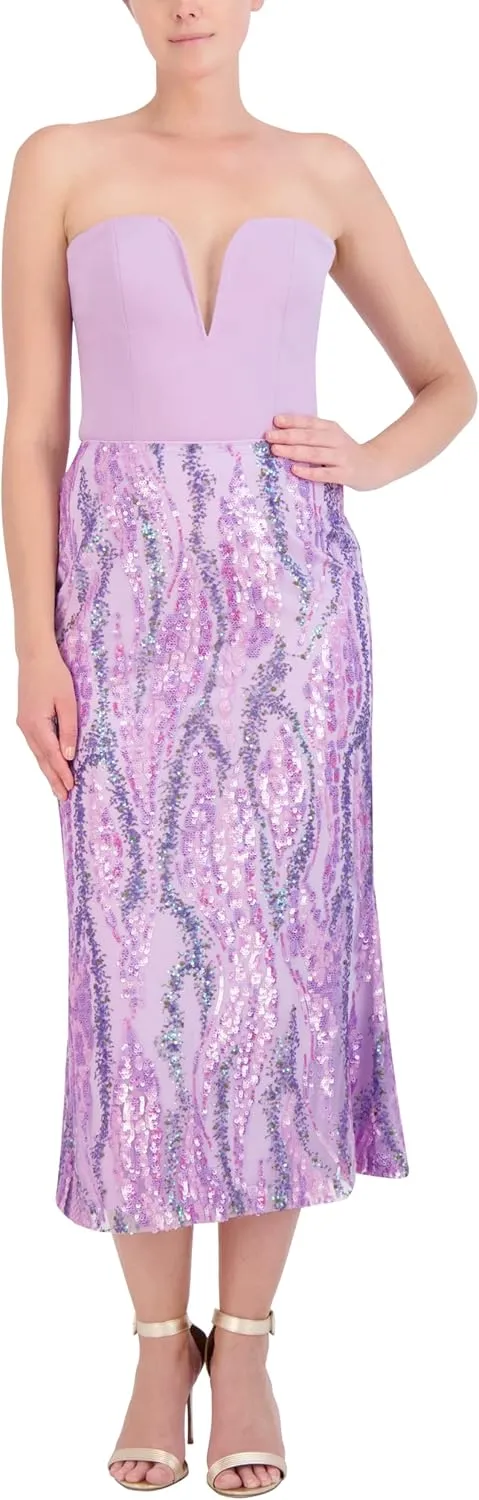 BCBGMAXAZRIA Women's Fit and Flare Sequin Maxi Skirt