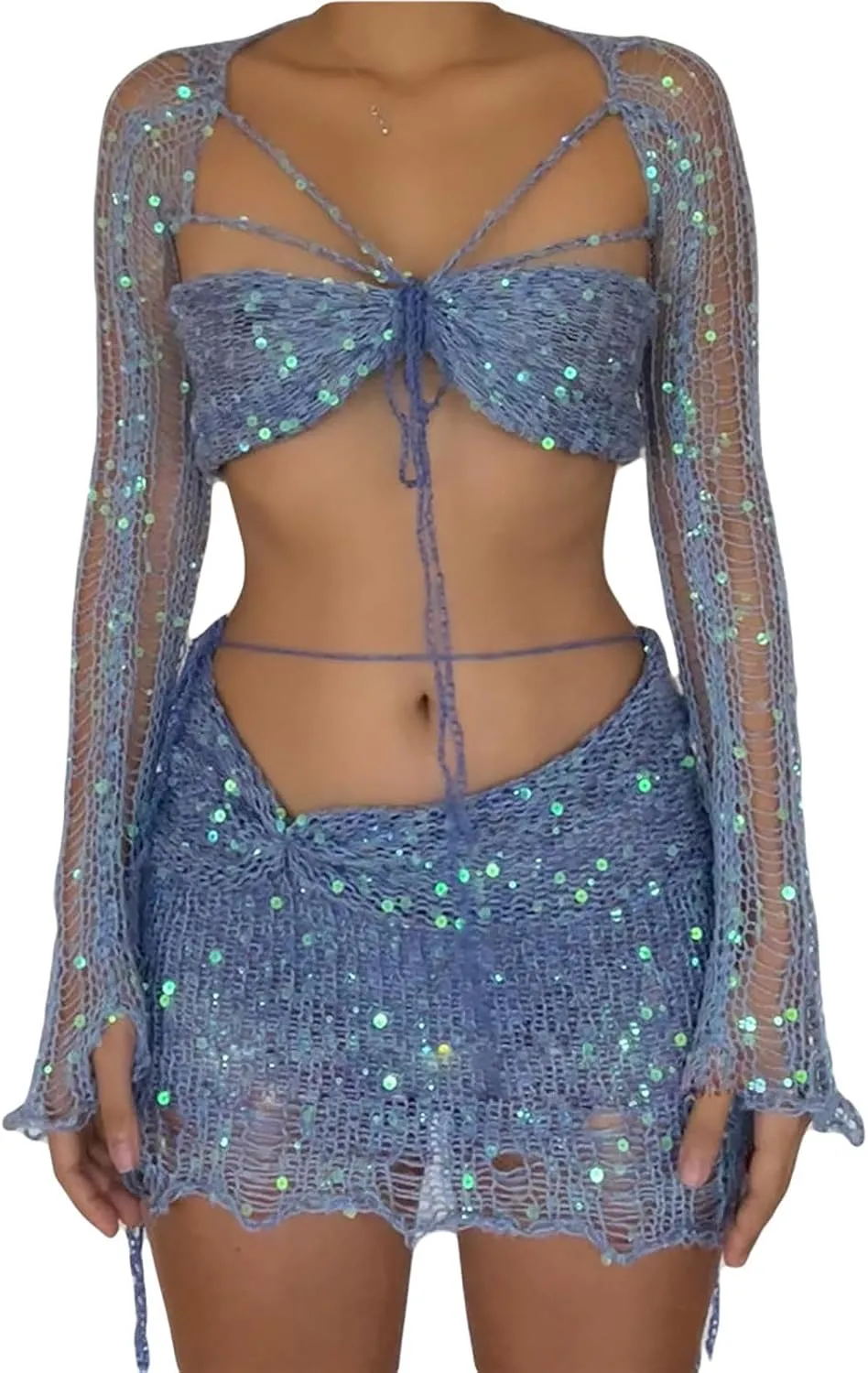 Beach Matching Sets for Juniors Top Skort Swimwear Kimono Coverups Sets Women