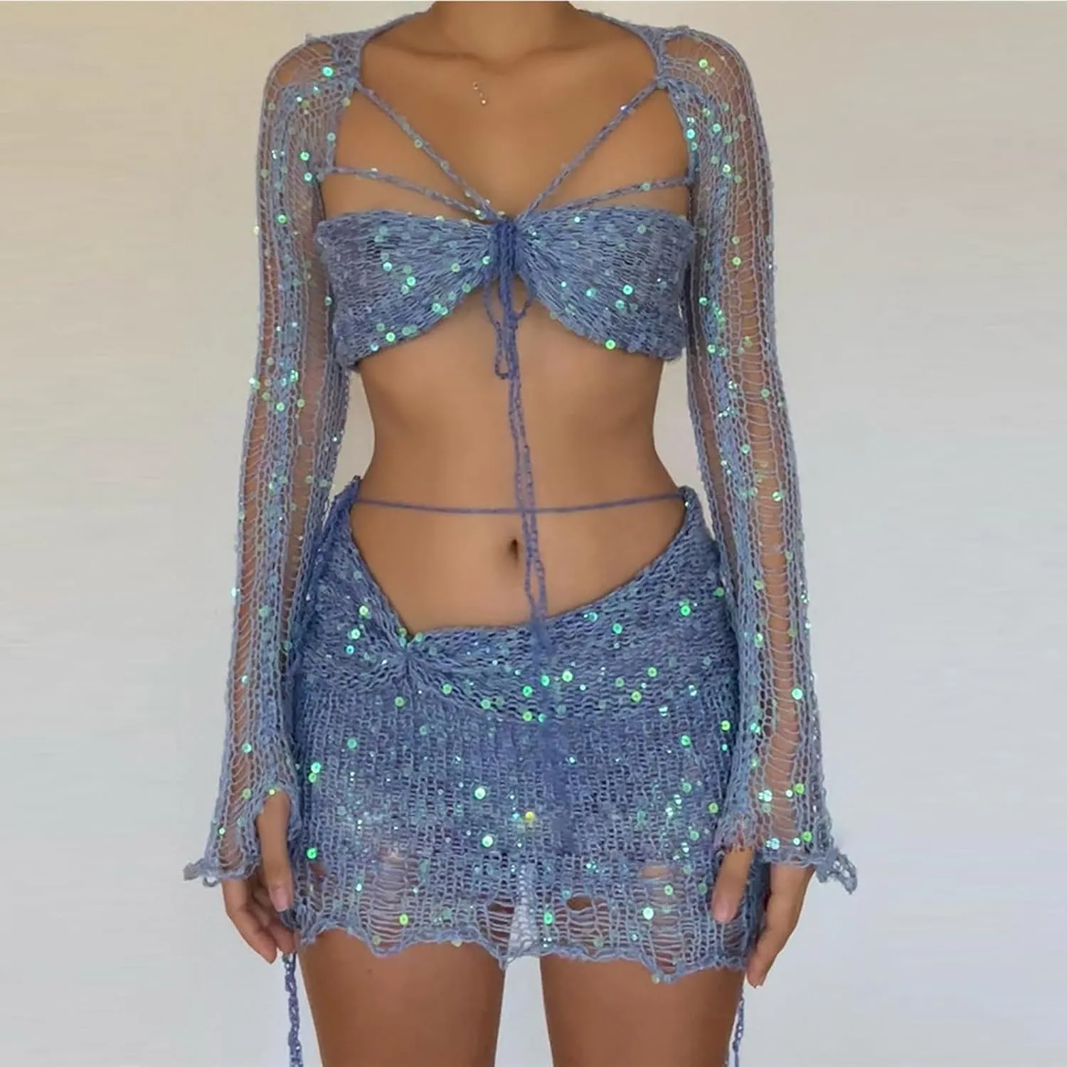 Beach Matching Sets for Juniors Top Skort Swimwear Kimono Coverups Sets Women