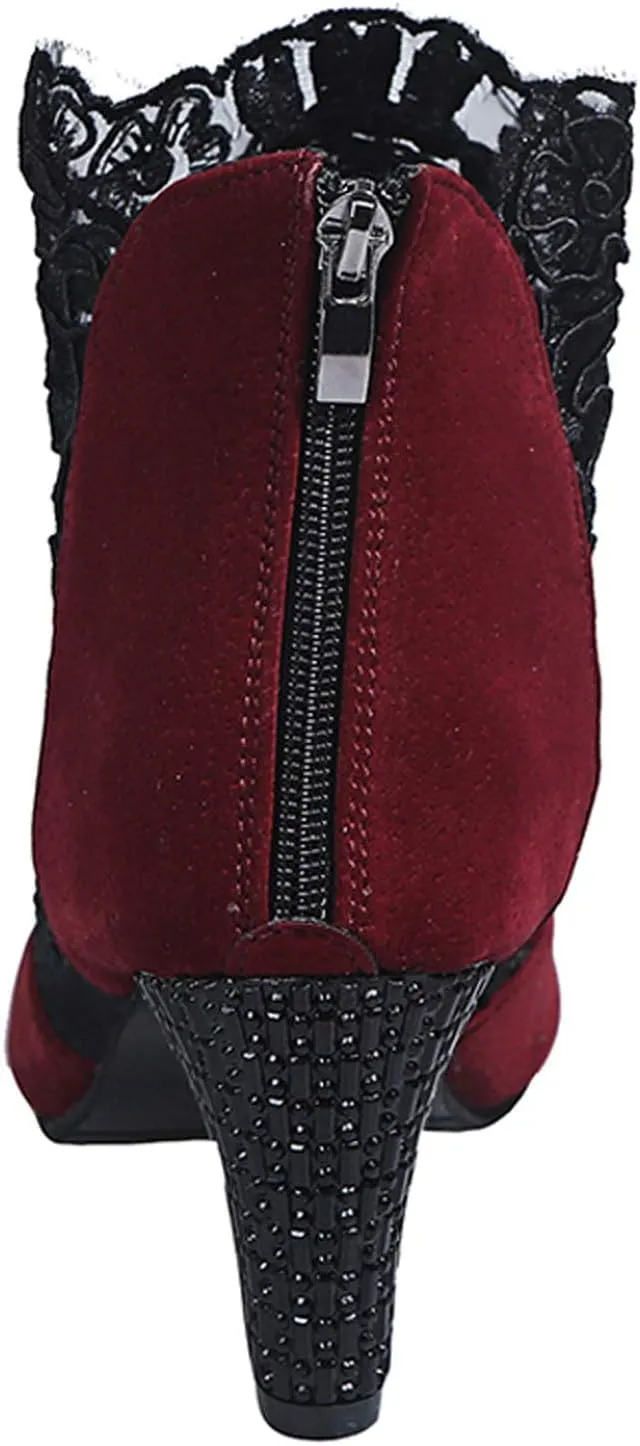 Beach Sandals for Women, Sandals for Women Sexy Hollow Floral Lace Chunky High Heels Casual Platform Boots