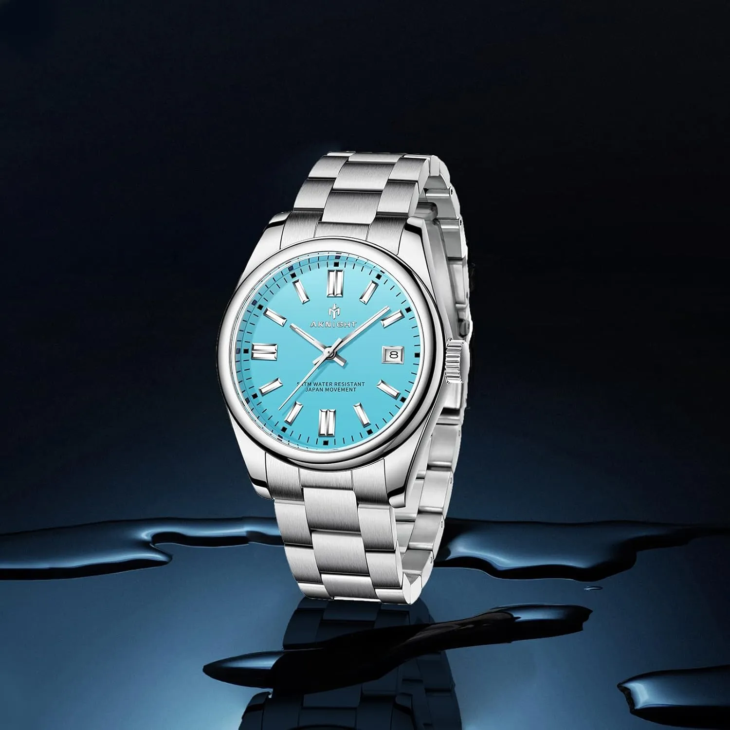 BENYAR AKNIGHT Men Wrist Watch for Men, Stainless Steel Quartz Watches, Analog Square Face Dress Classic Business Men Watch Easy Read, Date Luminous 50M Waterproof