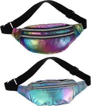 BESPORTBLE 2pcs Fashion Fanny Pack Crossbody Bag Waist Bag for Men Women Punk Style Adjustable Belt